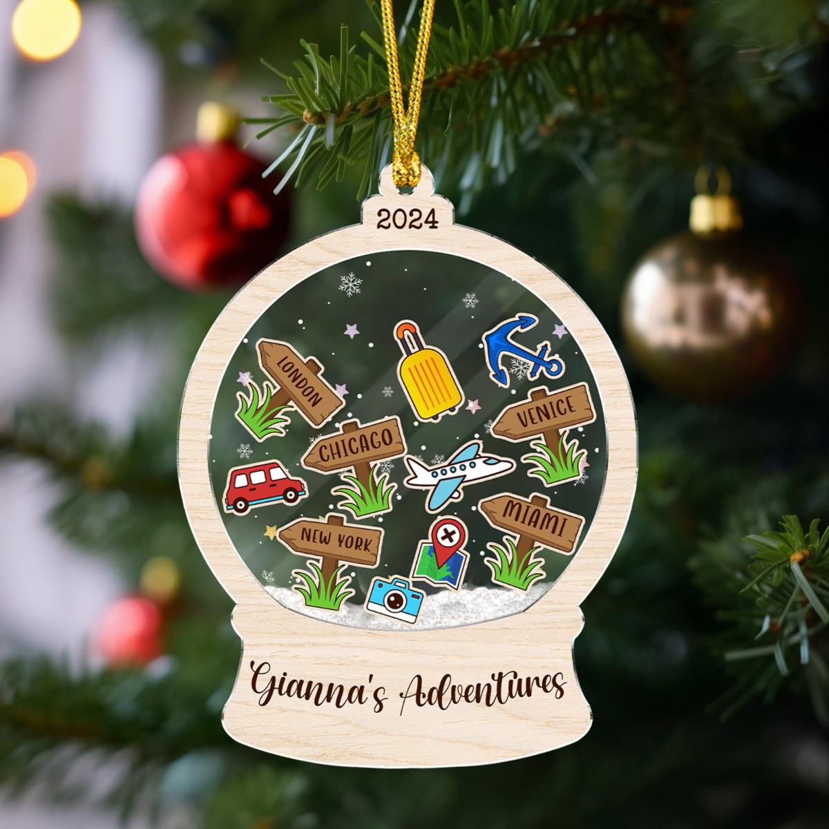 Travel's Adventures 2024 - Personalized 4D Shaker Ornament - Christmas Gift For Family