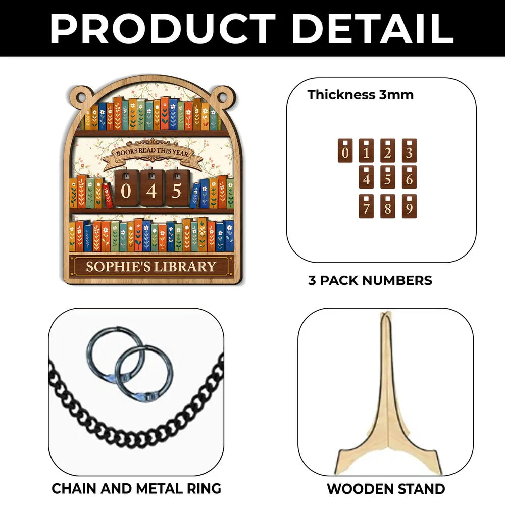 Books Read This Year - Personalized Custom Book Tracker Sign - Gift For Book Lovers