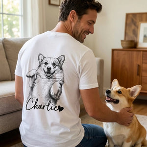 Custom Photo Sketch Line Furry Friends - Personalized 2-side Printed T Shirt - Father's Day, Mother's Day, Birthday Gifts For Dog Cat Lovers