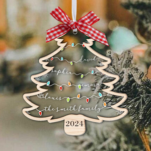 Christmas Tree Custom Family Members Name - Personalized Wood & Acrylic Ornament - Christmas Gift For Family