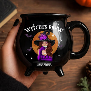 Witch Brew - Personalized Halloween Black Ceramic Witch Mug - Gift For Besties, Sisters, BFF, Family, Yourself