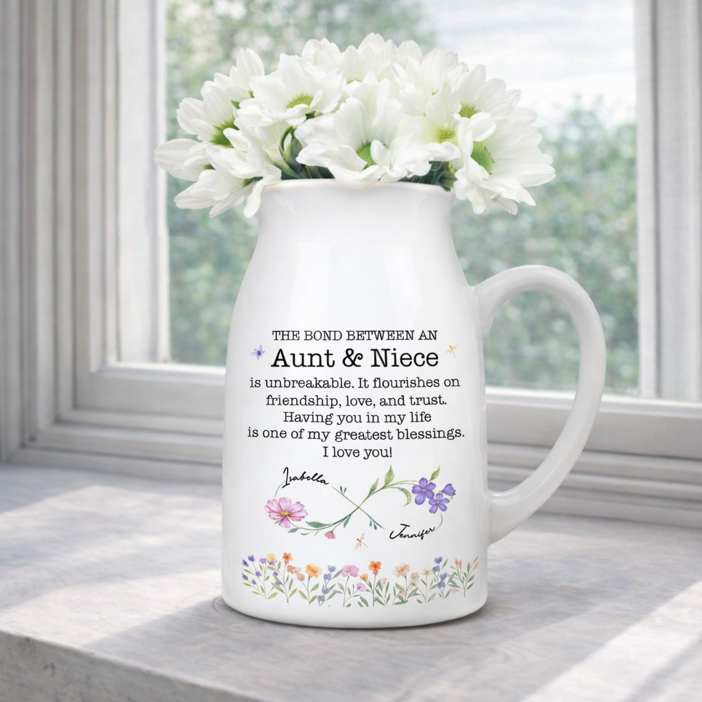 The Bond Between An Aunt & Niece, Personalized Flower Vase, Gift For Aunt, Mother's Day Gift