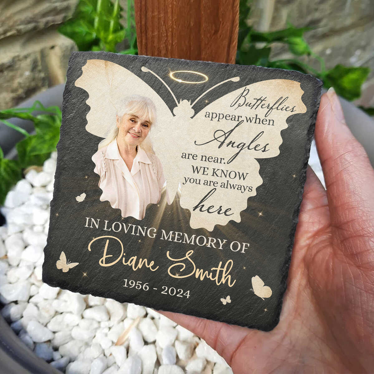 Butterflies Appear When Angels Are Near - Personalized Memorial Stone - Memorial Gift