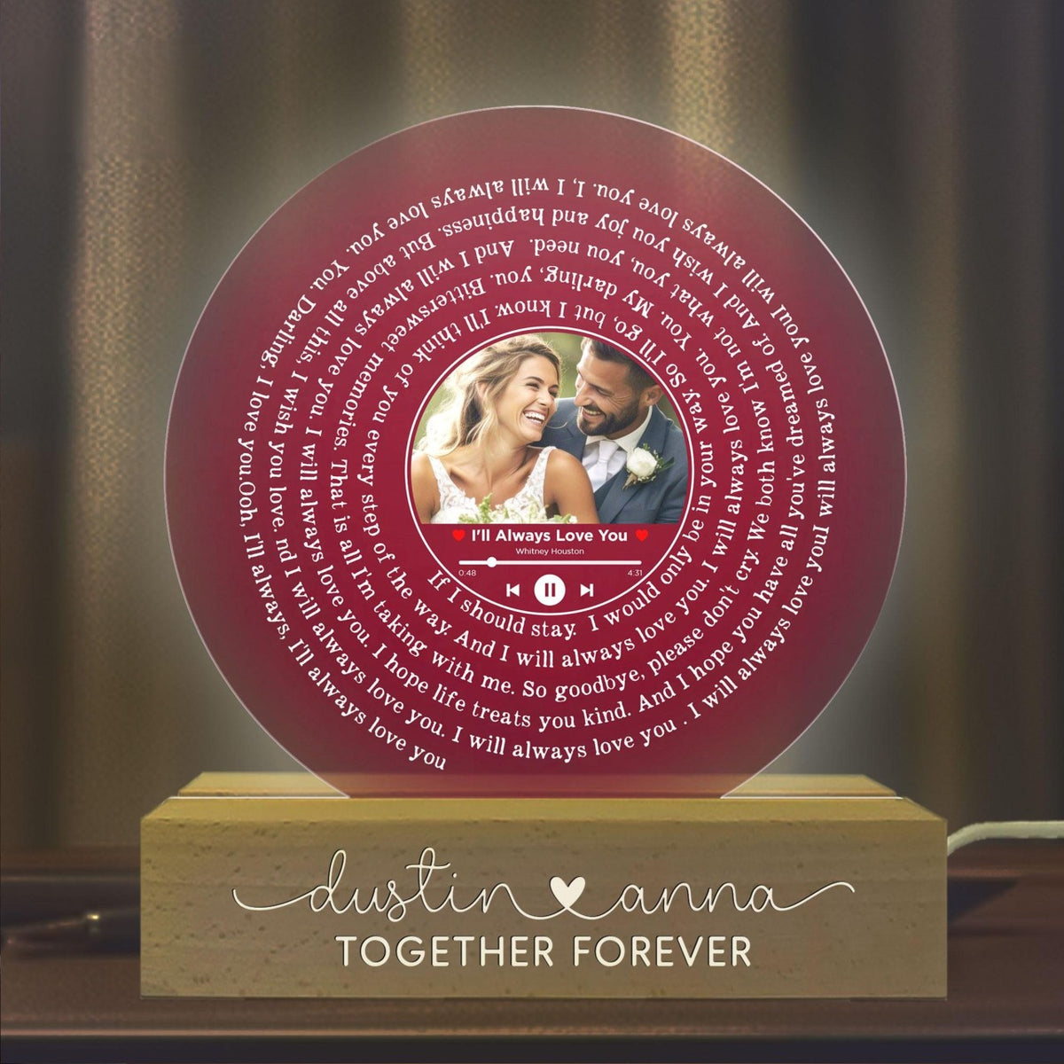 Music Couple Night Light Custom Photo, Anniversary Gifts, Romantic Gift For Couple, Valentines Day Gifts for Him, Gift for Her