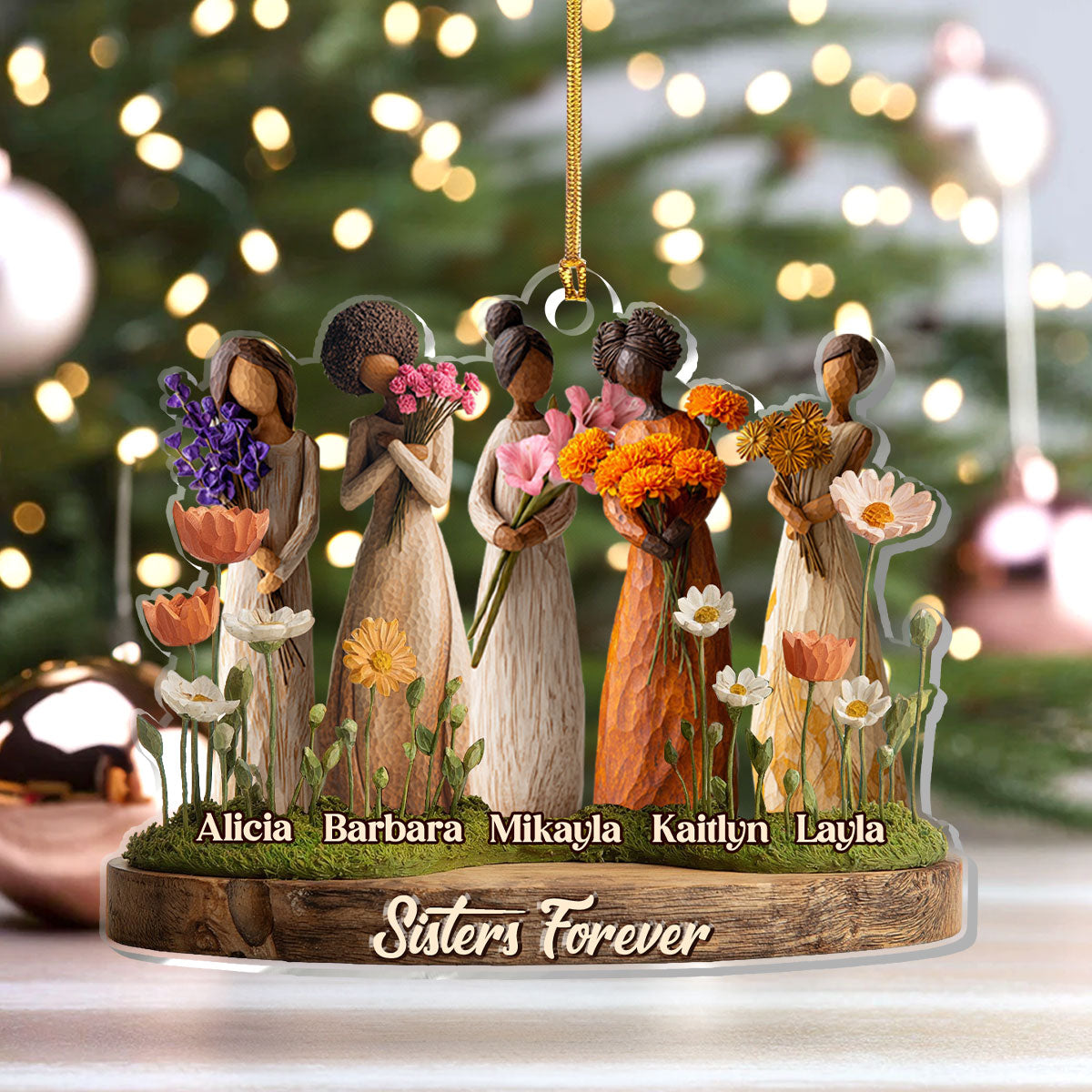Sisters Forever Birth Month Girl - Personalized Acrylic Ornament - Christmas Gift For Sisters