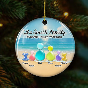 Sea Glass Family Forever Linked Together - Personalized Ornament - Christmas Gift For Family