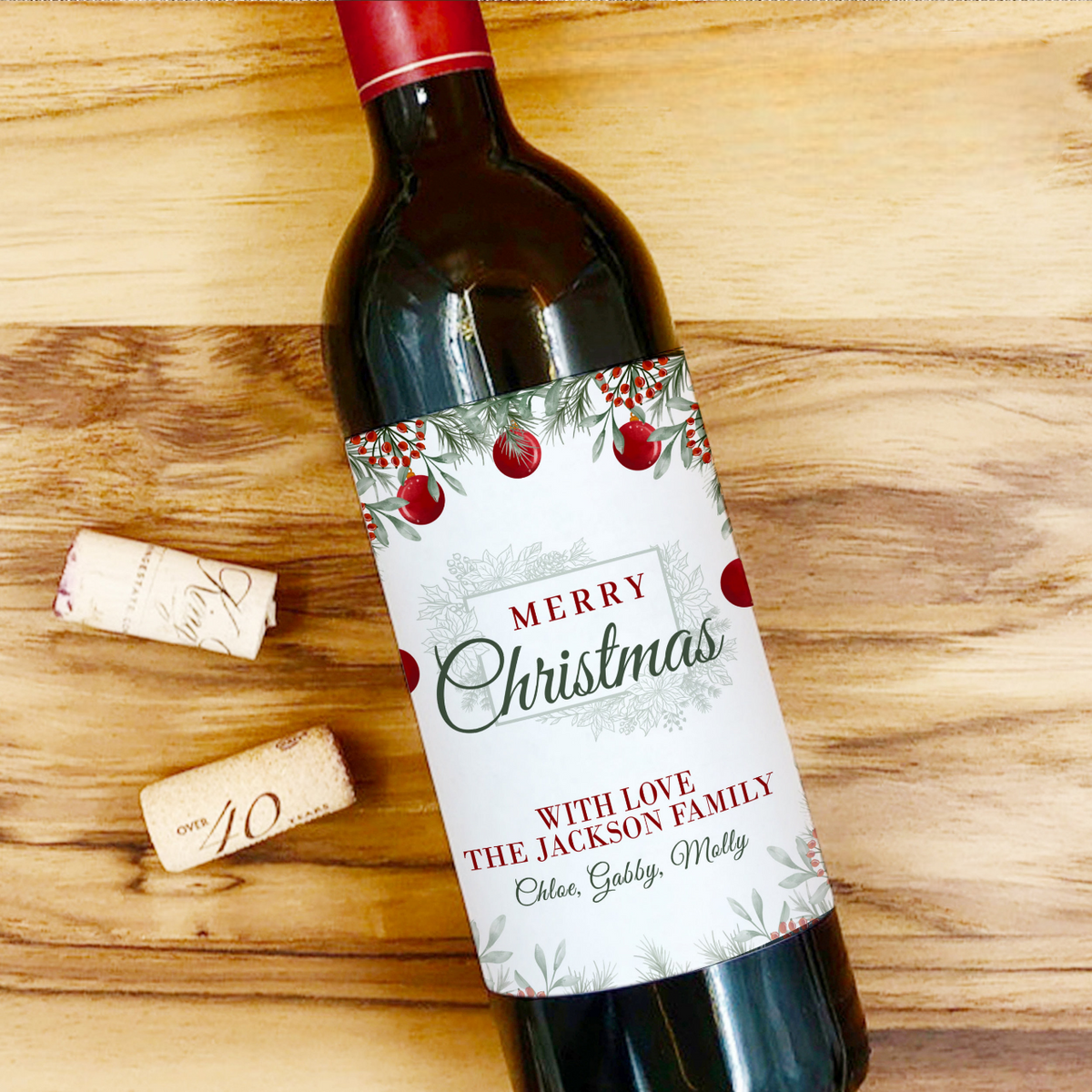 Custom Christmas Wine Labels, Personalized Holiday Wine Label, Gift for Friend, Holiday Party Hostess Gift, Christmas Party, Christmas Gift Ideas