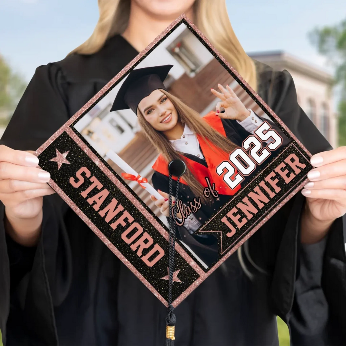Custom Photo Chase Your Next Adventure - Personalized Graduation Cap Topper - Graduation Gift