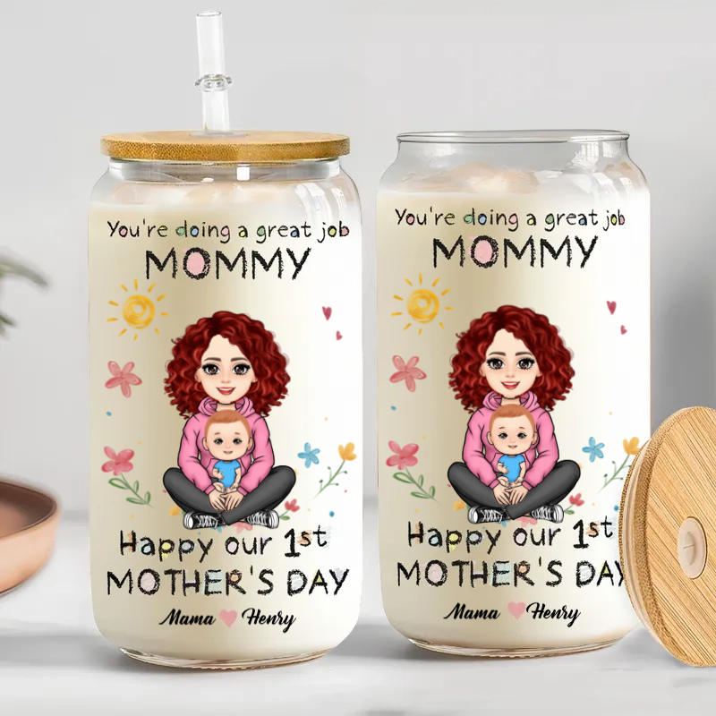 You're Doing A Great Job Mommy - Personalized Glass Tumbler - Gift For New Mom