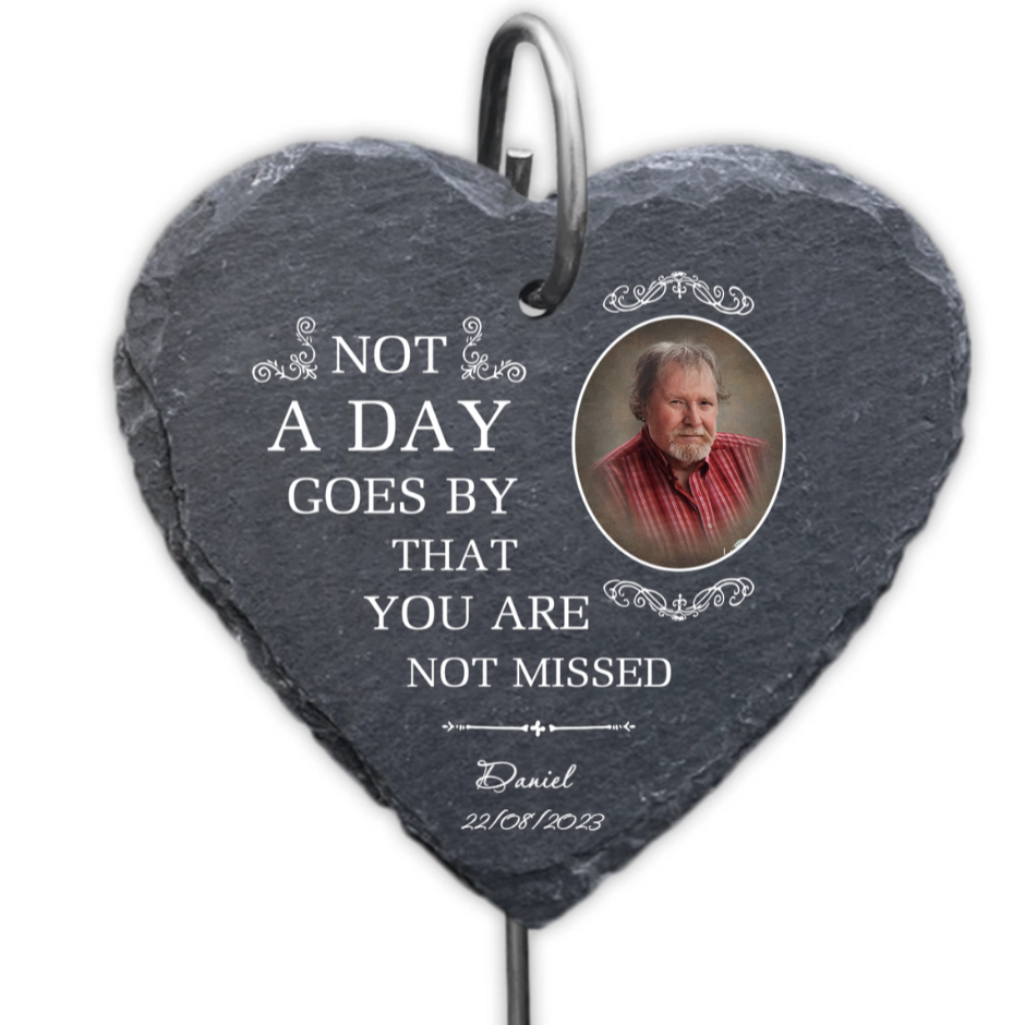 Not A Day Goes By That You Are Not Missed - Personalized Garden Slate Plaque - Memorial Gift