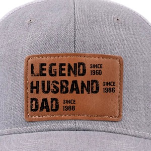 Legend Husband Daddy Papa - Personalized Leather Label Net Hat - Gift For Dad, Grandpa, Father's Day Gift