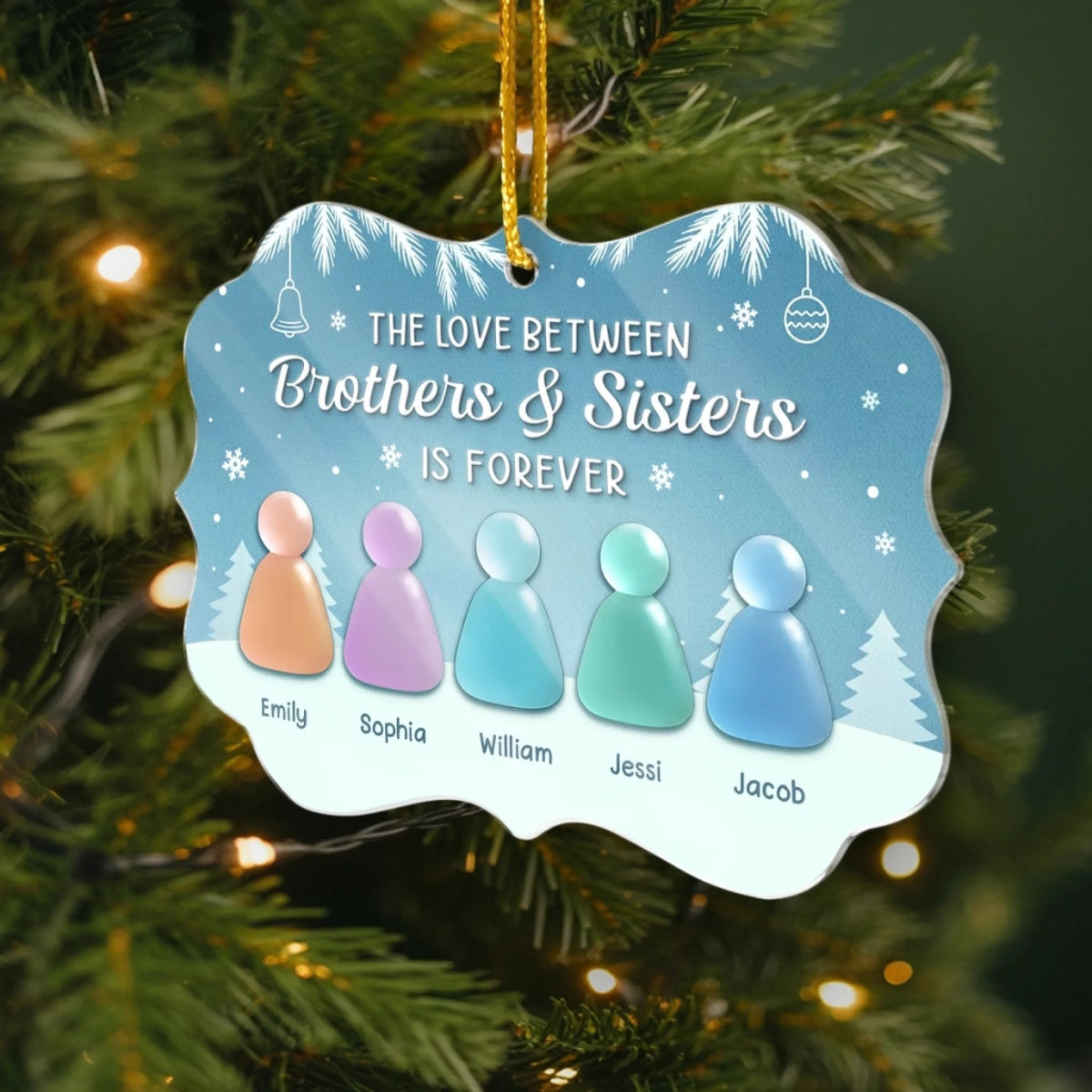 Custom Sea Glass Acrylic Ornament - Personalized Ornament - Christmas Birthday Gifts For Brother, Sister, Family