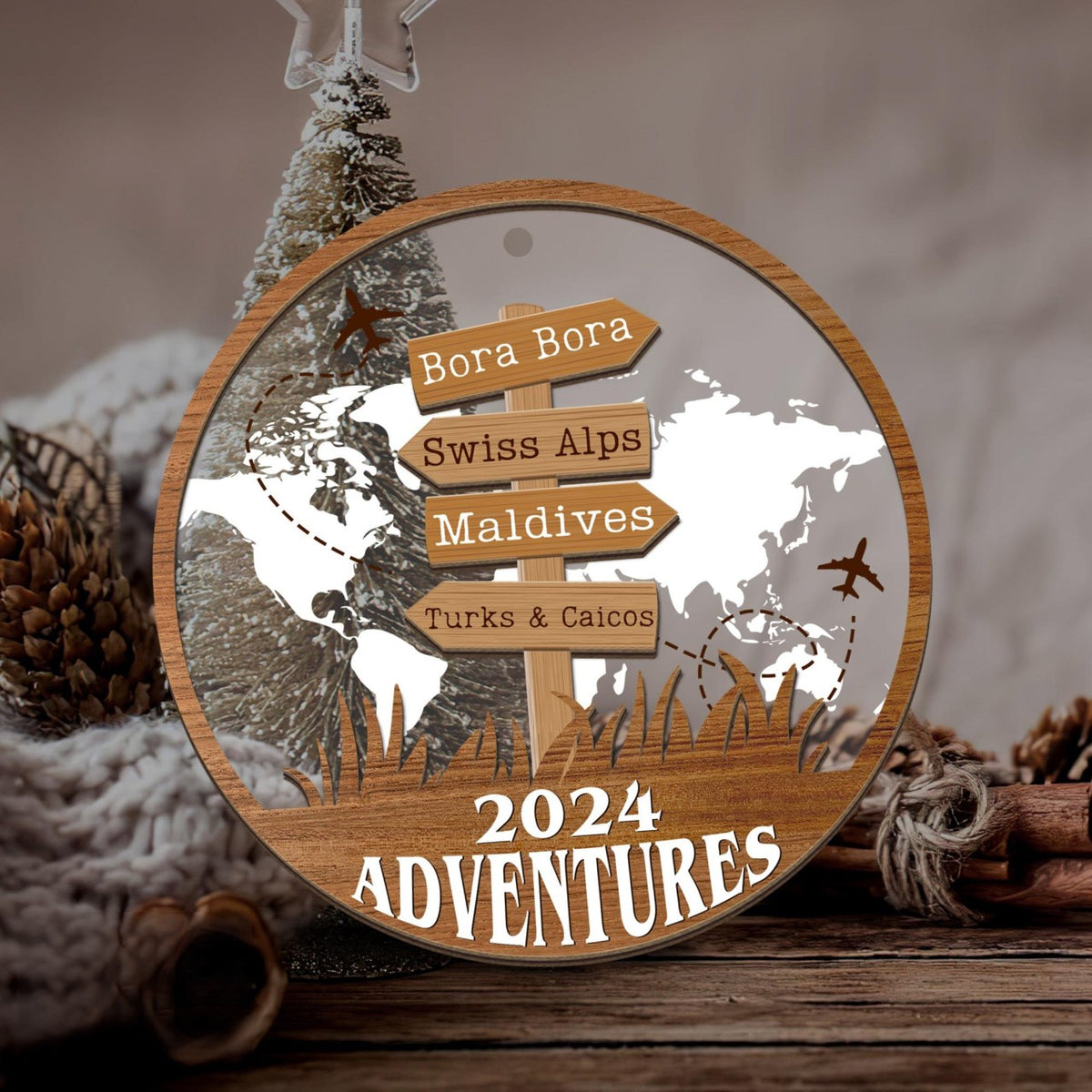 Personalized Travel Adventure Ornament, Custom Traveling Destination Ornament, Travel Gift, Christmas Gift, Gift for Travelers
