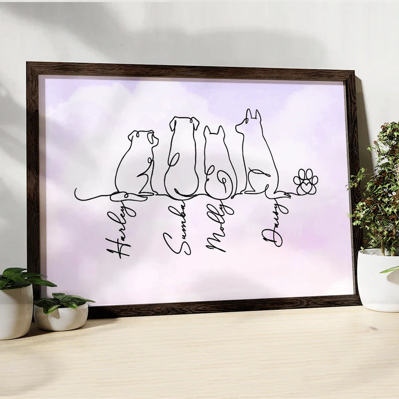 Dog Line - Personalized Canvas - Gift For Dog Lovers, Gift For Family