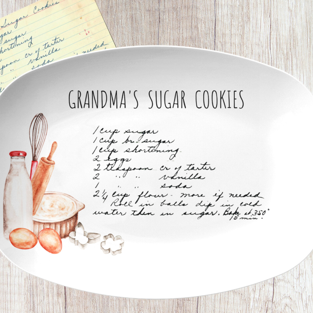 Custom Handwriting Recipe - Personalized Platter - Christmas Gift For Mom, Grandma