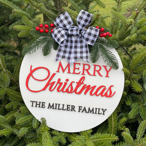 Merry Christmas Custom Family Name - Personalized Wood Sign - Christmas Gift For Family