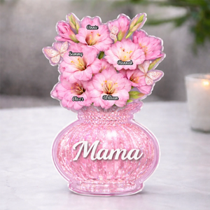 Custom Gladiolus Acrylic Block, Personalized Mother's Day Gift for Mom & Grandma with Kids' Names