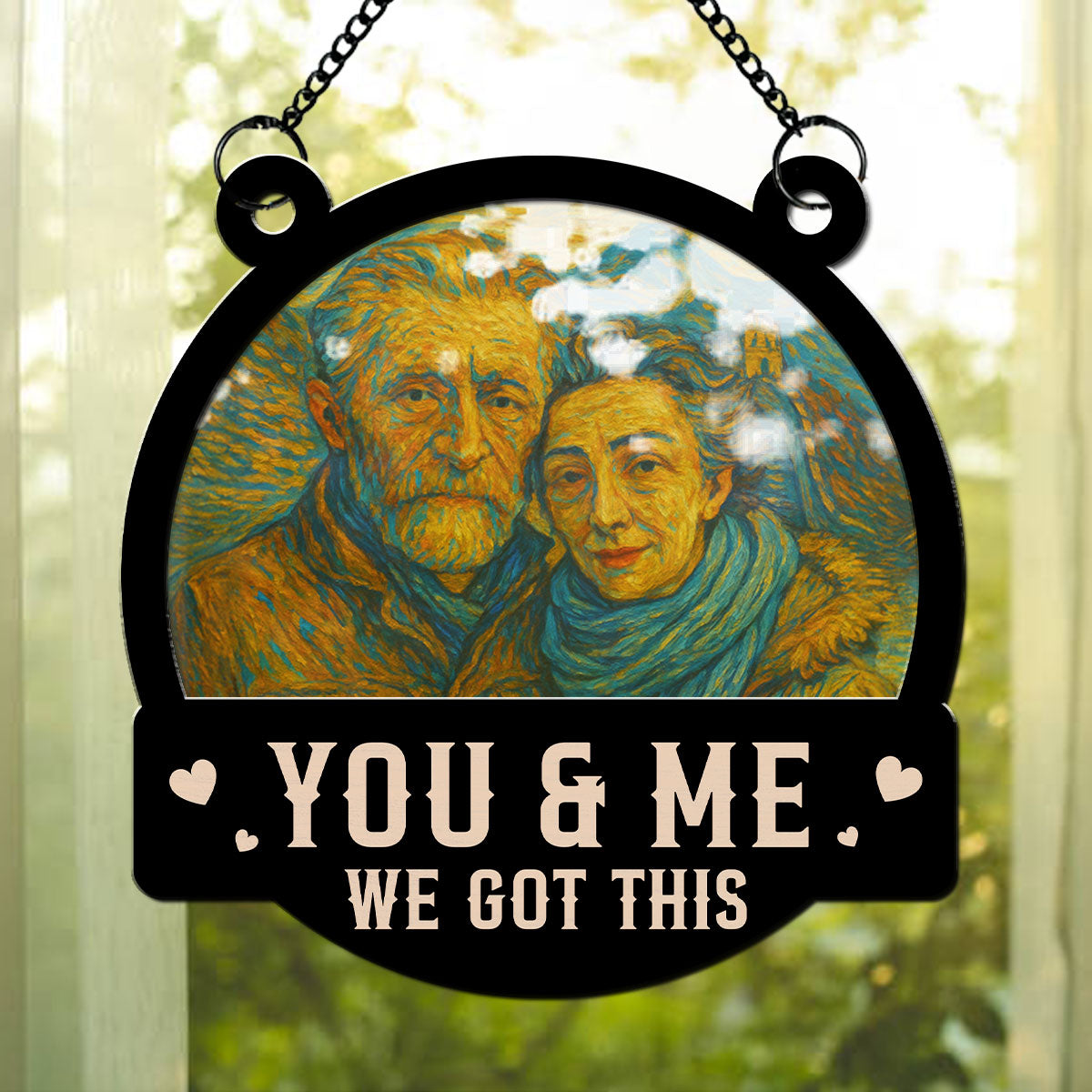 You & Me We Got This Modern Art Style Custom Photo - Personalized Suncatcher Ornament - Gift For Couple