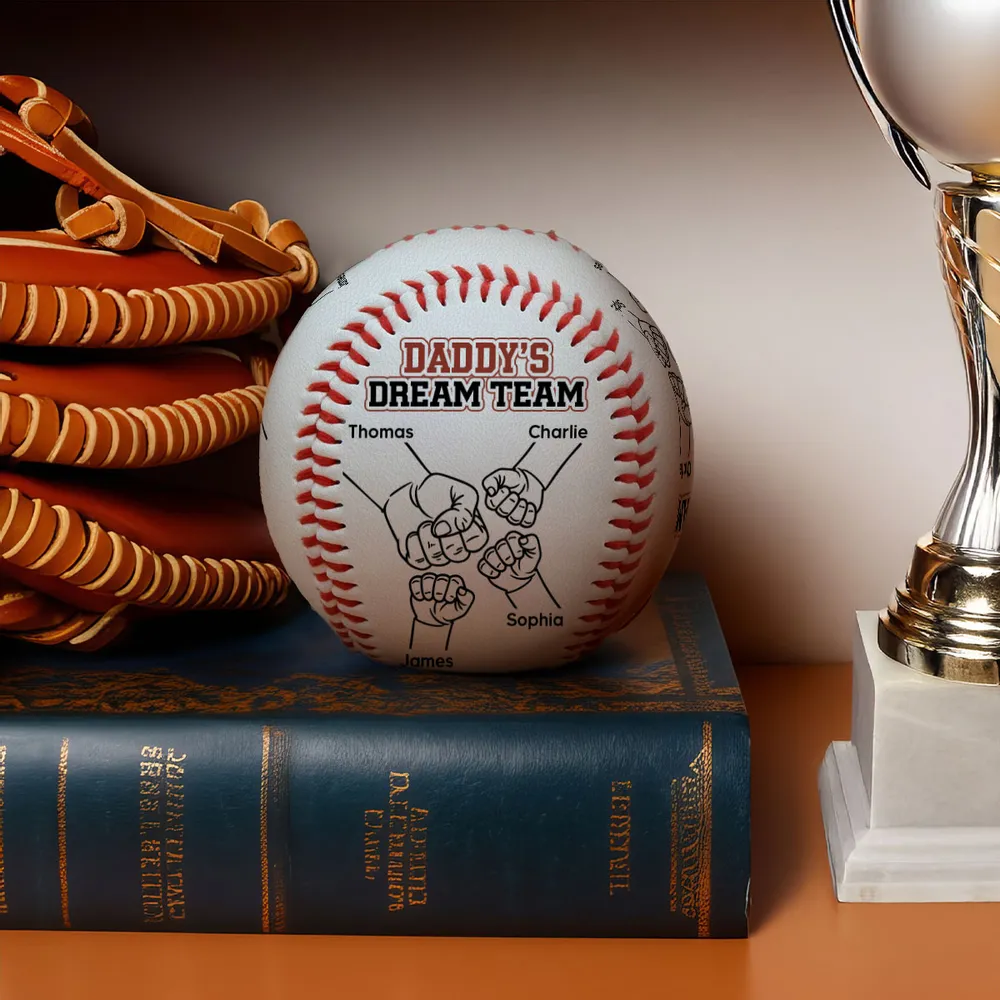 Daddy's Dream Team - Custom Baseball - Gift For Daddy Papa, Father's Day, Birthday Gift