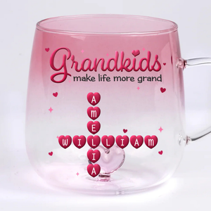 Grandkids Make My Life More Grand - Personalized Gradient Glass Mug - Gift For Grandma, Mother's Day Gift
