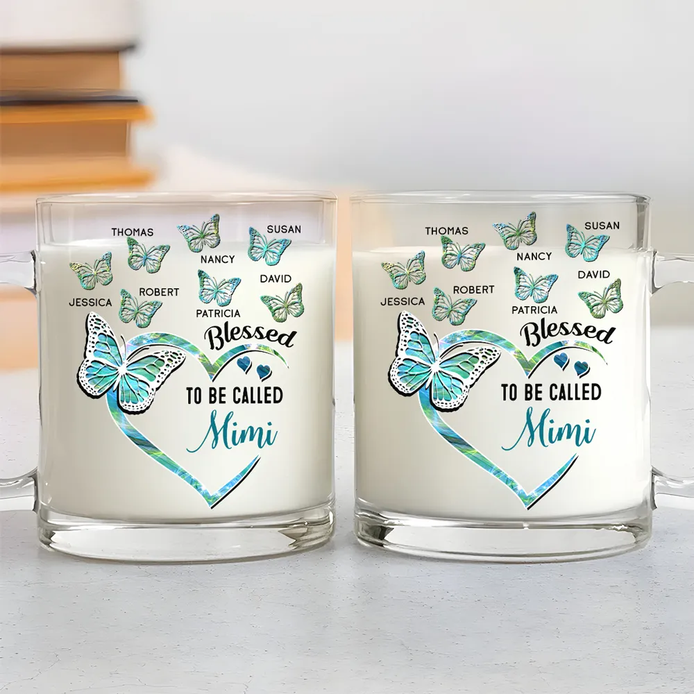 Blessed To Be Called Mama - Personalized Glass Mug - Gift For Mom, Nana, Gift For Her, Mother's Day Gift