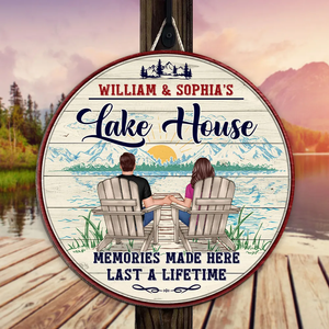 Lake House Couple Memories Made Here Last A Life Time - Personalized Wood Sign - Gift For Couple