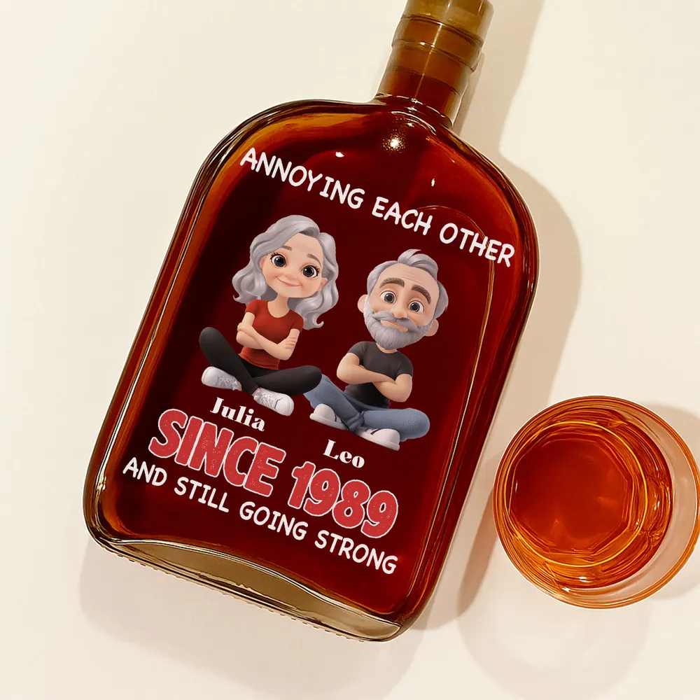 Annoying Each Other And Still Going Strong Doll Couple - Personalized Whiskey Bottle - Gift For Couple