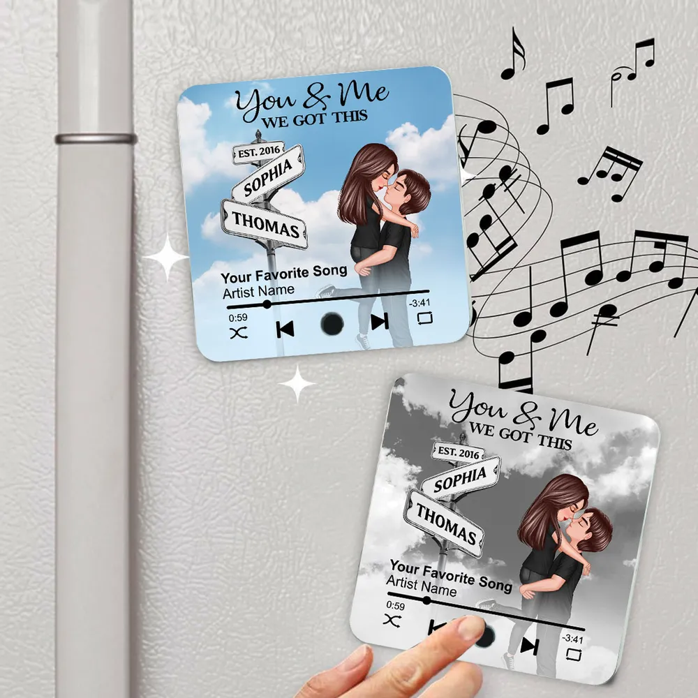 Always Beside You Couple Street Signs - Personalized Music Fridge Magnet - Heartfelt Gift For Couple