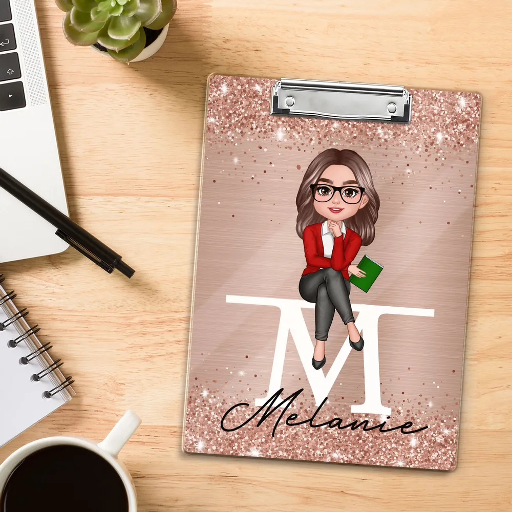 Teacher Sitting - Personalized Clipboard - Appreciation Gift, Back To School Gift