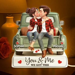 Forever Love Couple Kissing On The Truck - Personalized Acrylic Light Box - Valentine's Day Gift For Couple