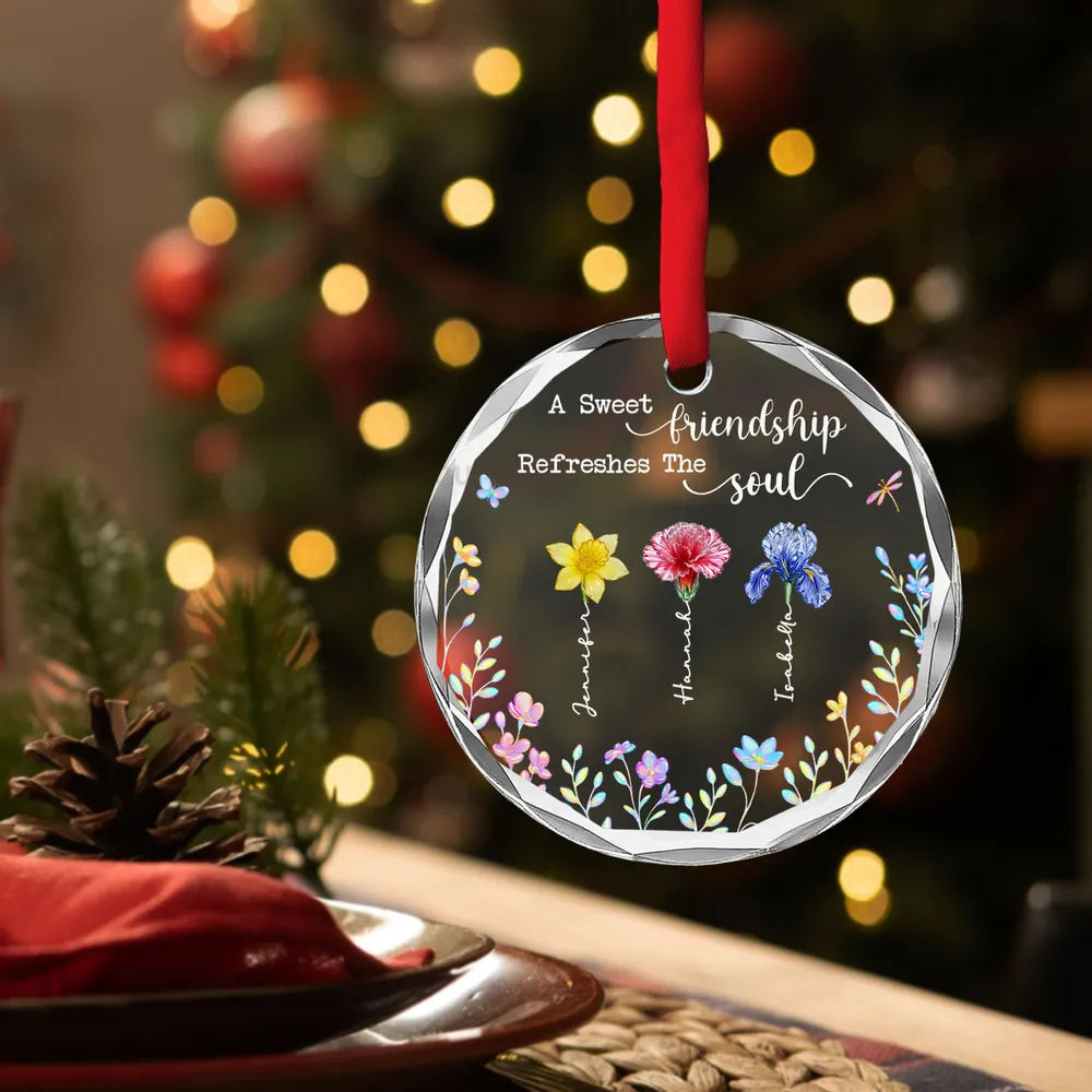 A Sweet Friendship Refresh The Soul - Personalized Crystal Ornament - Christmas Gift For Besties, Sisters