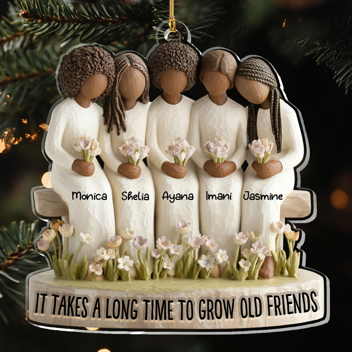 It Takes A Long Time To Grow Old Friends - Personalized Acrylic Ornament - Christmas Gift For Sisters, Besties