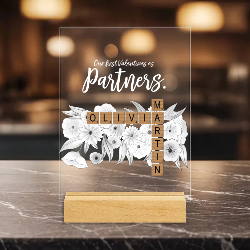 Our First Valentines As Mr & Mrs - Personalized Acrylic Plaque - Gift For Couple