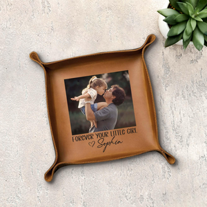 Personalized Leather Tray for Dad, Custom Photo Dad Valet Tray, Father's Day Gift, Dad Photo Leather Catchall, C Key Tray, Gift for Dad