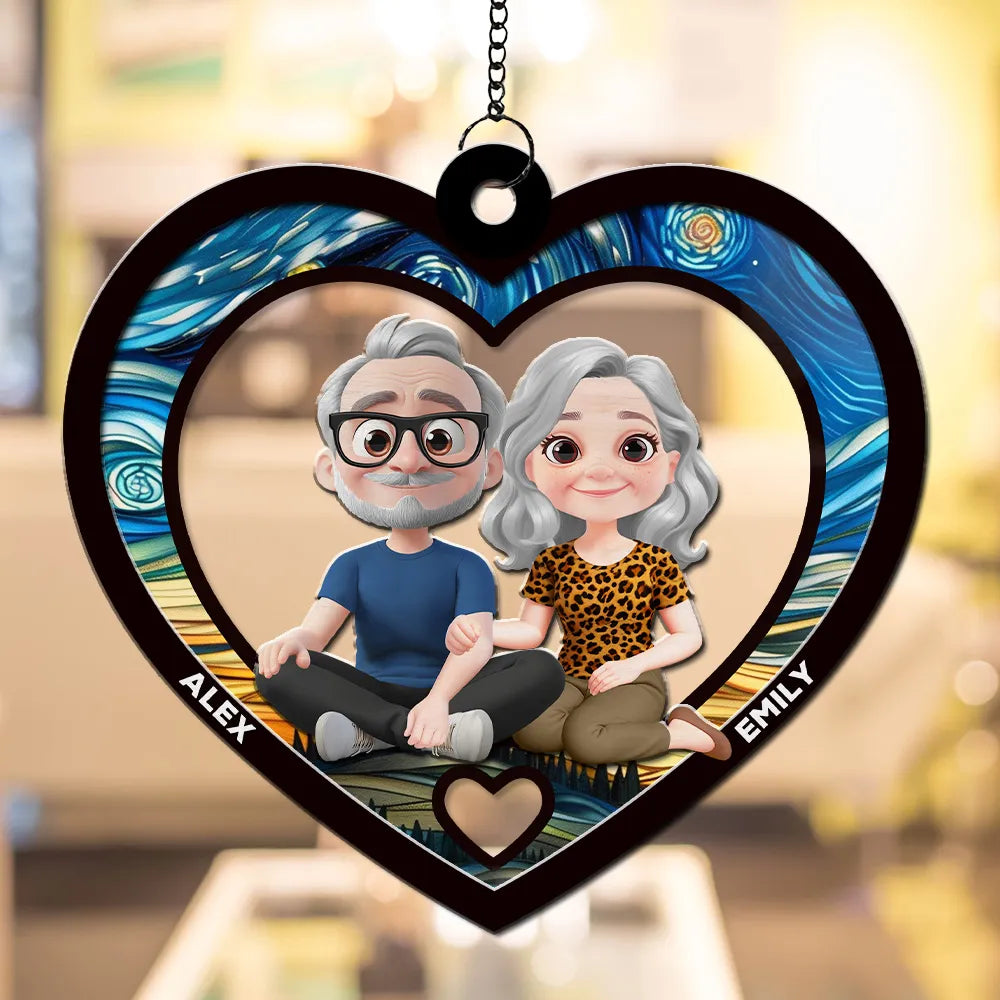 You & Me Together - Personalized Heart Shaped Suncatcher - Anniversary Gift, Valentine's Day Gift For Couple