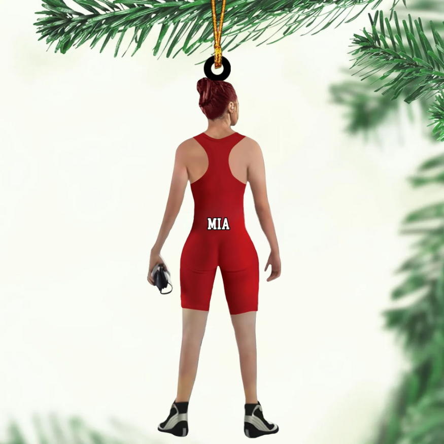 Custom Wrestling Player Ornament, Female Wrestler Ornament, Christmas Gift For Sport Lovers