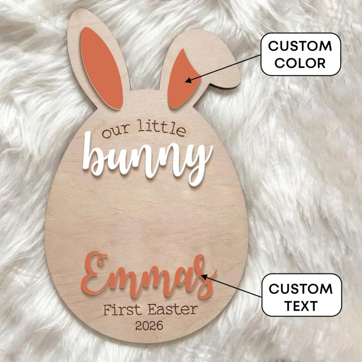 Custom Easter Bunny Footprint Sign, Baby's First Easter Footprint Sign, My First Easter Craft Bunny Footprint Easter Keepsake Board For Baby