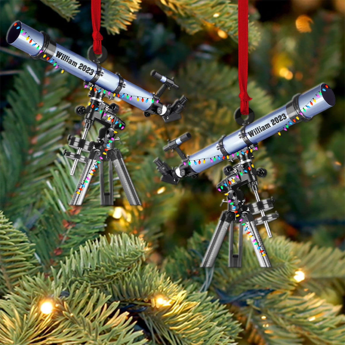 Personalized Telescope Christmas Ornament 2024, Telescope Keepsake, Telescope Gift, Telescope Lovers Ornament, Xmas Decoration