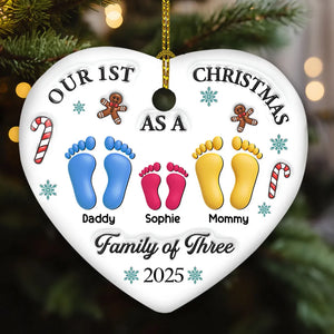 Family Colorful Footprints Our First Christmas - Personalized Ornament - Christmas Gift For Family