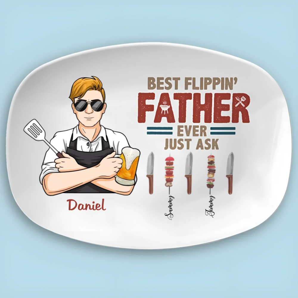 Best Flippin' Dad Ever - Personlized Platter - Gift For Dad, Papa, Father's Day Gift