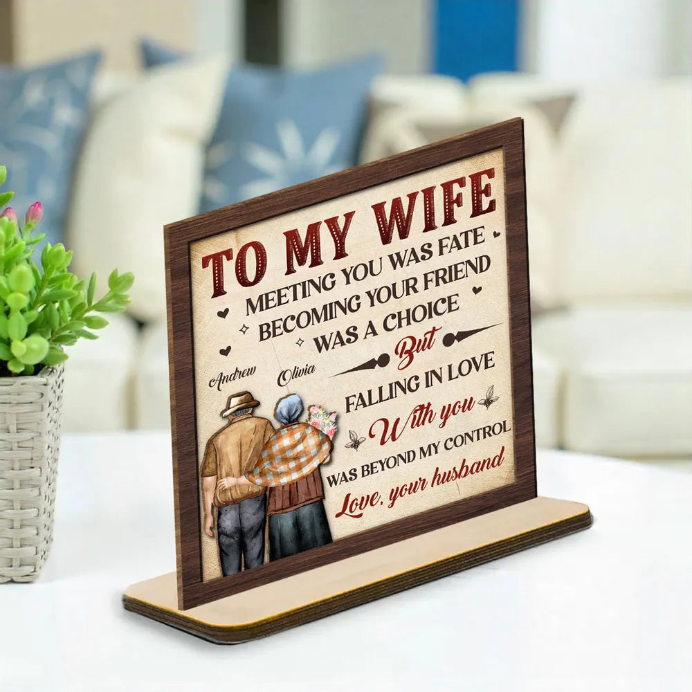 Falling In Love With You Was Beyond My Control - Personalized Wooden Plaque - Anniversary Gift For Couple, Valentine's Day Gift