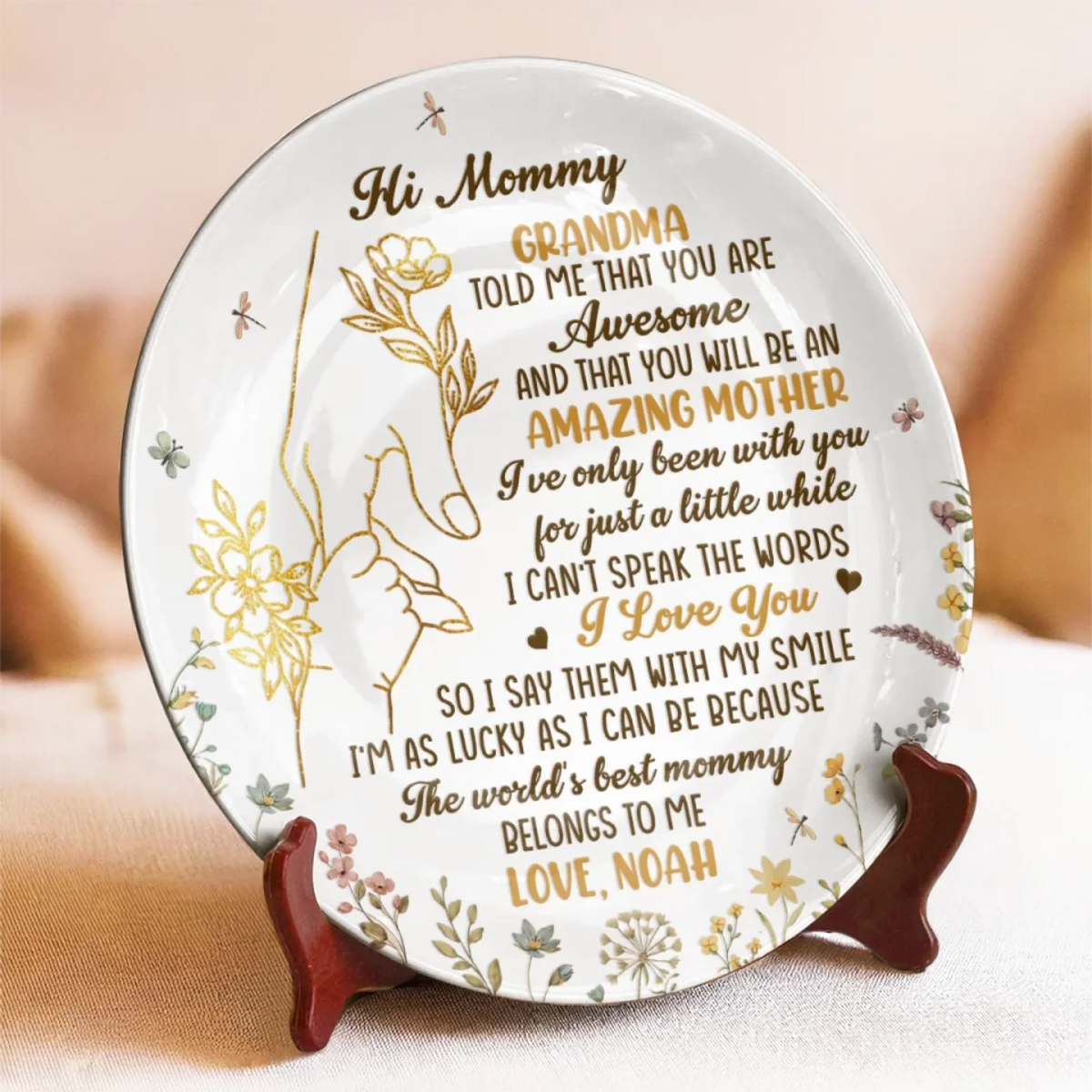 The World's Best Mommy - Personalized Ceramic Plate - Baby Shower Gift, Gift For First Mom