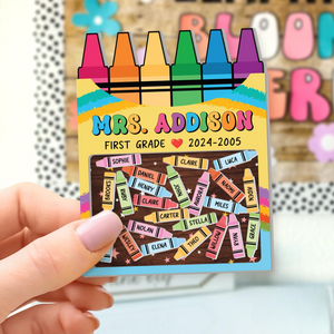 Teacher Gifts, Custom Teacher Crayon Magnet, Back To School Gifts, Teacher Gifts Magnet, Thank You Gift, Crayon Shaker Magnet With Kids Name
