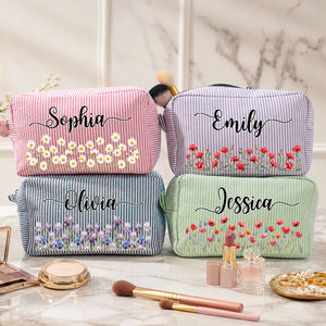 Born To Bloom - Personalized Makeup Bag - Gift For Sister, Bestie, Friend, Birthday Gift