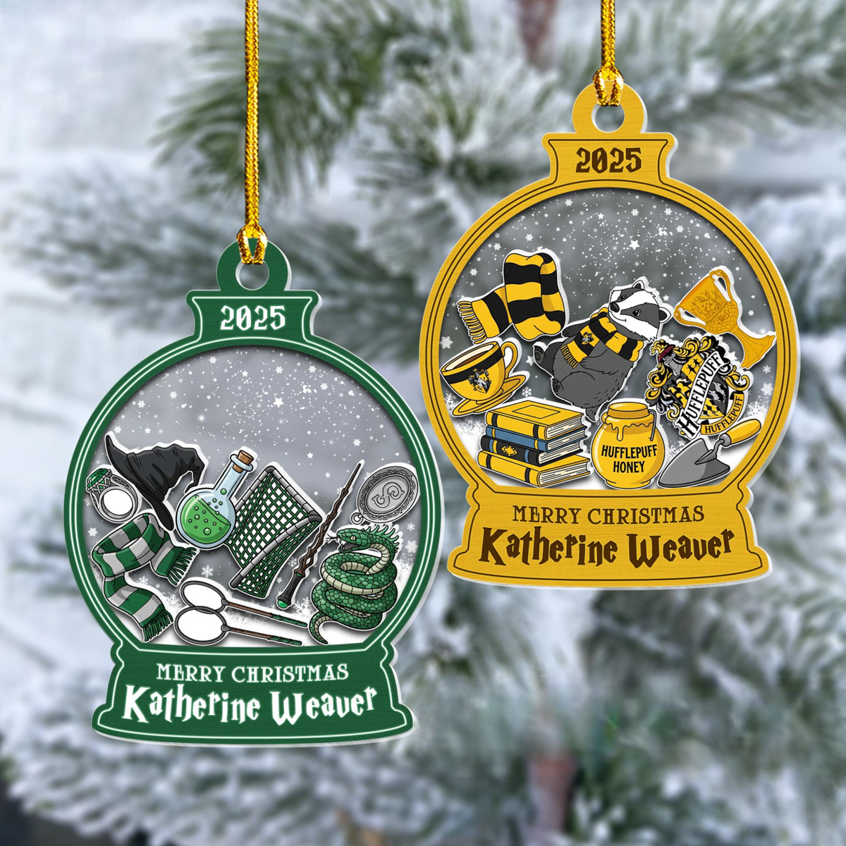 Personalized Xmas Kids Ornaments, Custom Name Wizard Christmas Shaker Ornaments 2025, Ornament for Kids, Wizard School Magical