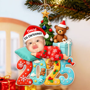 Baby Photo Sleeping First Christmas 2025 - Personalized Acrylic Ornament - Unique Christmas Gift For New Parents, Newborn Keepsake