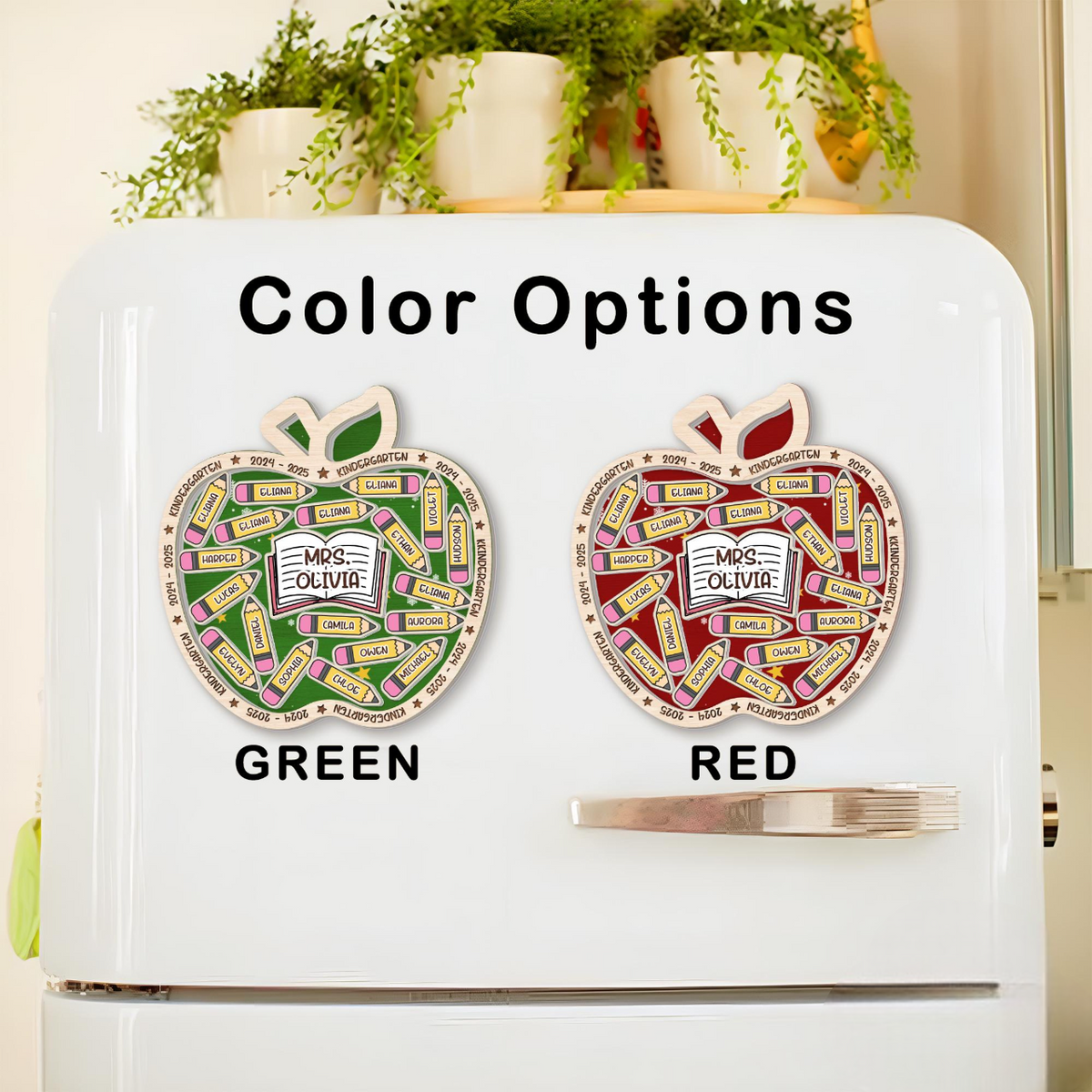 Personalized Teacher Apple Magnet, Thank You Teacher Gift, Classroom Decor, Kindergarten Teacher Shaker Magnet, Teacher Fridge Magnet