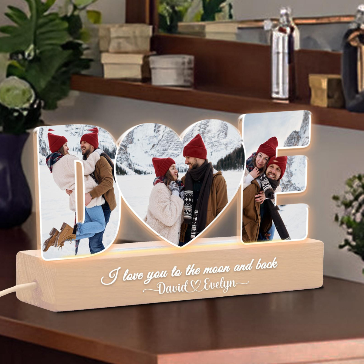 Personalized Couple Photos Collage Night Light, Valentines Day Gift for Boyfriend Girlfriend, Wedding Photo Gift, Couple Anniversary Gift