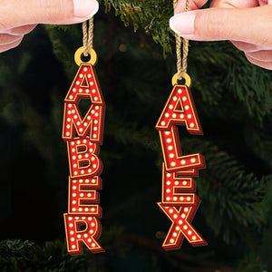 Christmas Marquee Custom Letter Ornament, Christmas, Birthday Gift For Family