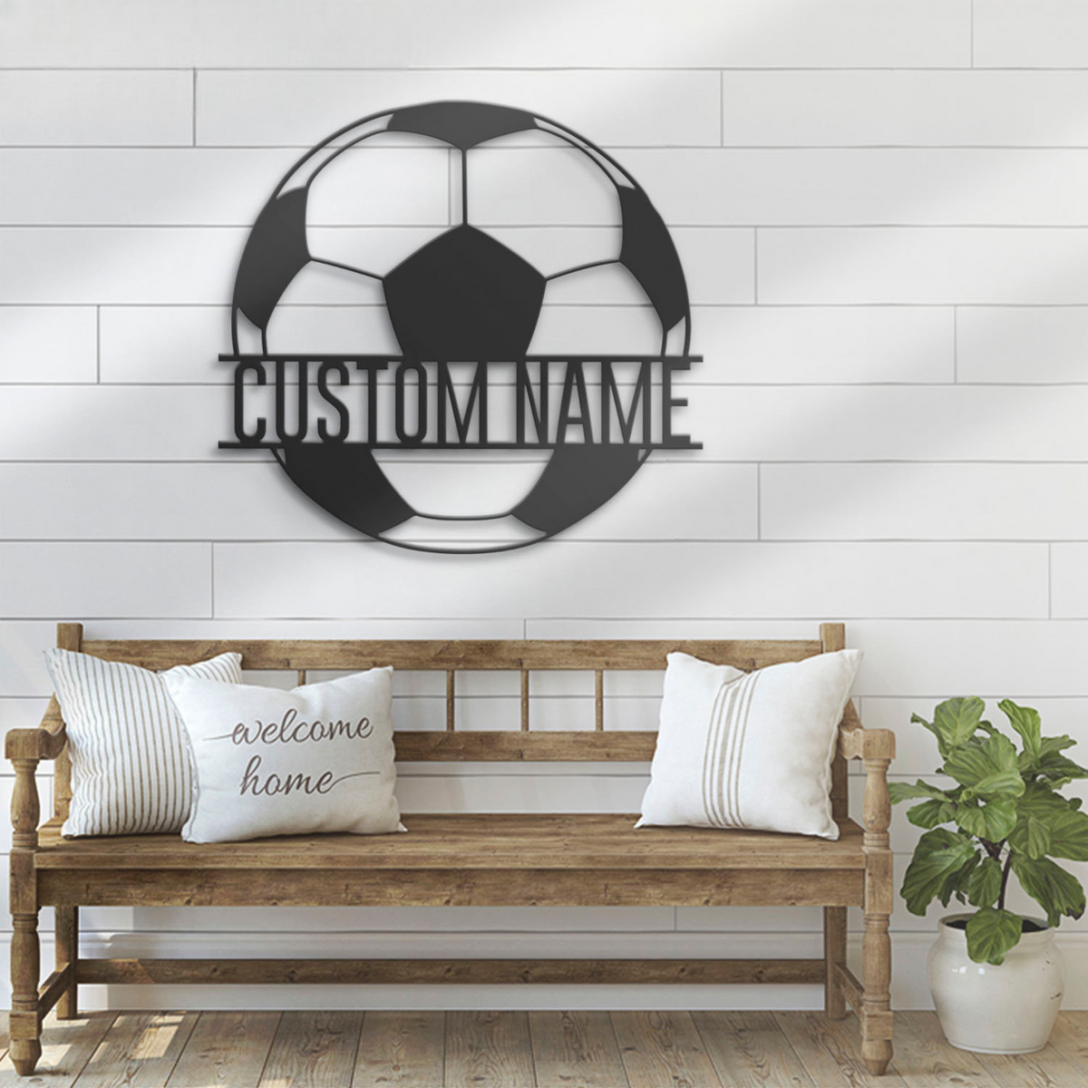 Custom Soccer Ball Metal Wall Art LED Light, Personalized Football Player Lover Sign Home Decor, Kid Boy Girl Nursery Decoration Birthday Xmas